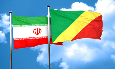 iran flag with congo flag, 3D rendering