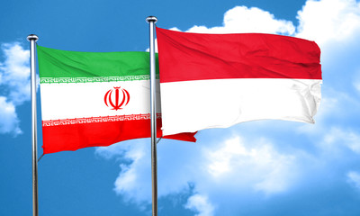 iran flag with Indonesia flag, 3D rendering
