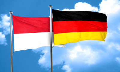 Indonesia flag with Germany flag, 3D rendering