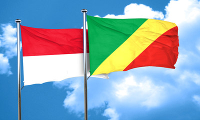 Indonesia flag with congo flag, 3D rendering