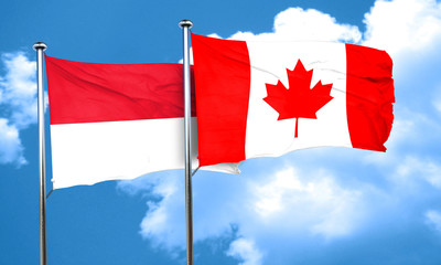 Indonesia flag with Canada flag, 3D rendering