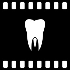 Flat paper cut style icon of tooth. Dentistry symbol
