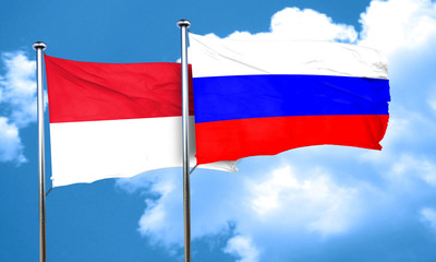 Fototapeta na wymiar Indonesia flag with Russia flag, 3D rendering