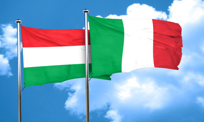 Hungary flag with Italy flag, 3D rendering