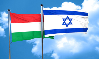 Hungary flag with Israel flag, 3D rendering