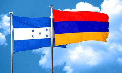 Honduras flag with Armenia flag, 3D rendering