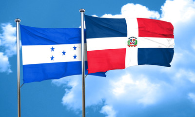 Honduras flag with Dominican Republic flag, 3D rendering