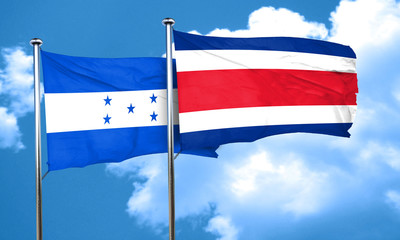 Honduras flag with Costa Rica flag, 3D rendering