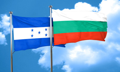 Honduras flag with Bulgaria flag, 3D rendering