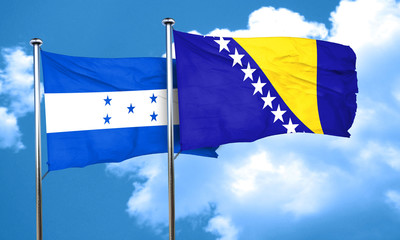 Honduras flag with Bosnia and Herzegovina flag, 3D rendering