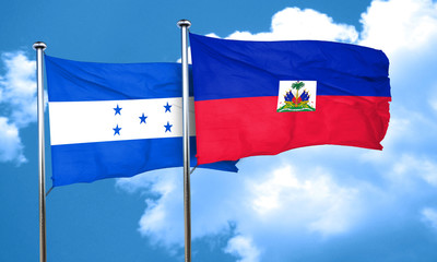 Honduras flag with Haiti flag, 3D rendering