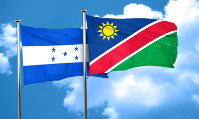 Honduras flag with Namibia flag, 3D rendering