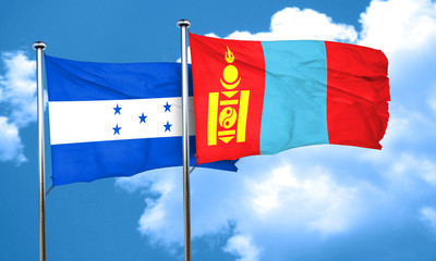 Honduras flag with Mongolia flag, 3D rendering