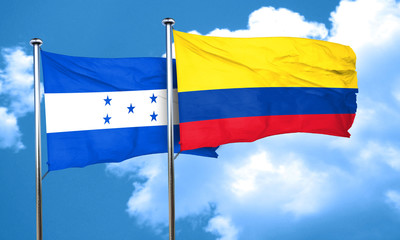 Honduras flag with Colombia flag, 3D rendering