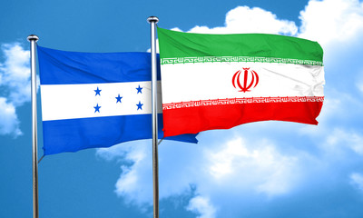 Honduras flag with Iran flag, 3D rendering
