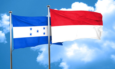 Honduras flag with Indonesia flag, 3D rendering