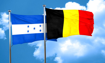 Honduras flag with Belgium flag, 3D rendering