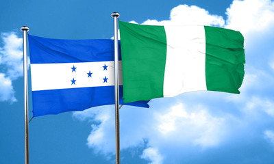 Honduras flag with Nigeria flag, 3D rendering