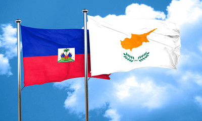 Haiti flag with Cyprus flag, 3D rendering