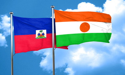 Haiti flag with Niger flag, 3D rendering