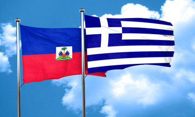 Haiti flag with Greece flag, 3D rendering