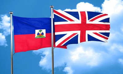 Haiti flag with Great Britain flag, 3D rendering