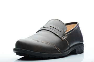 dark leather casual men shoe