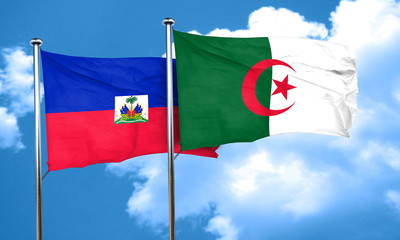Haiti flag with Algeria flag, 3D rendering