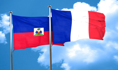 Haiti flag with France flag, 3D rendering