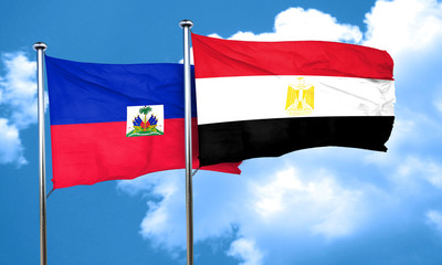Haiti flag with egypt flag, 3D rendering
