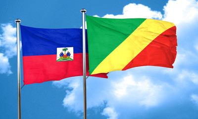 Haiti flag with congo flag, 3D rendering