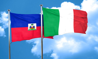 Haiti flag with Italy flag, 3D rendering