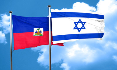 Haiti flag with Israel flag, 3D rendering