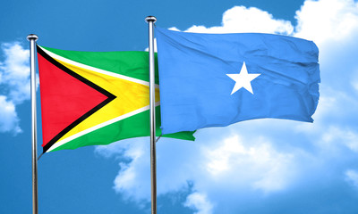 Guyana flag with Somalia flag, 3D rendering