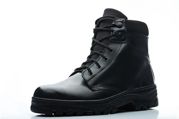 black leather men boot