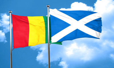 Guinea flag with Scotland flag, 3D rendering