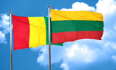 Guinea flag with Lithuania flag, 3D rendering