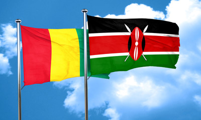 Guinea flag with Kenya flag, 3D rendering