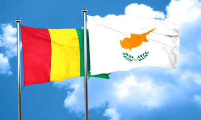 Guinea flag with Cyprus flag, 3D rendering