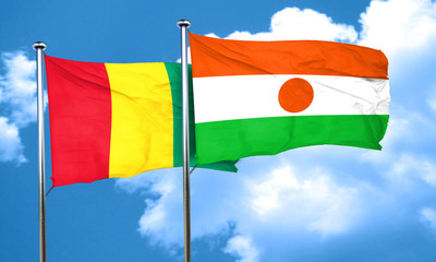 Guinea flag with Niger flag, 3D rendering