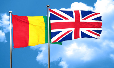 Guinea flag with Great Britain flag, 3D rendering