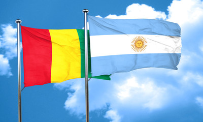 Guinea flag with Argentine flag, 3D rendering