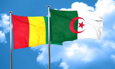 Guinea flag with Algeria flag, 3D rendering