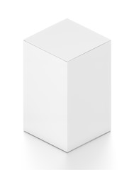 White tall vertical rectangle blank box from isometric angle.