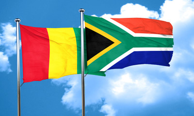 Guinea flag with South Africa flag, 3D rendering