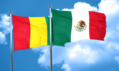 Guinea flag with Mexico flag, 3D rendering