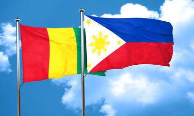Guinea flag with Philippines flag, 3D rendering