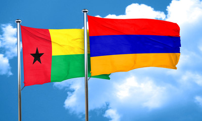 Guinea bissau flag with Armenia flag, 3D rendering
