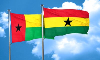 Guinea bissau flag with Ghana flag, 3D rendering