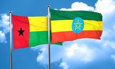 Guinea bissau flag with Ethiopia flag, 3D rendering